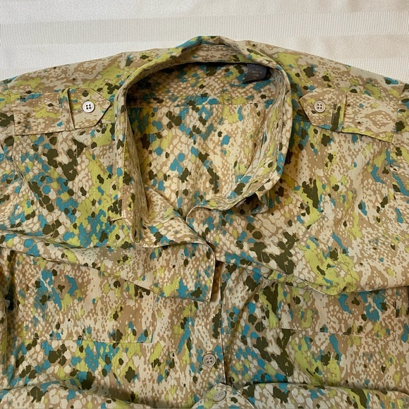 Kate Hill Woman Silk Blend Snake Print  w/ Gold Pattern Sz 1X Button-Up Blouse - Picture 14 of 15